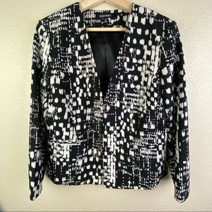 Ellen Tracy Geometric Print Open Front Blazer